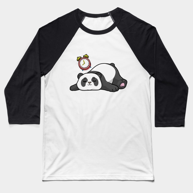 Panda at Sleeping with Alarm clock Baseball T-Shirt by Markus Schnabel